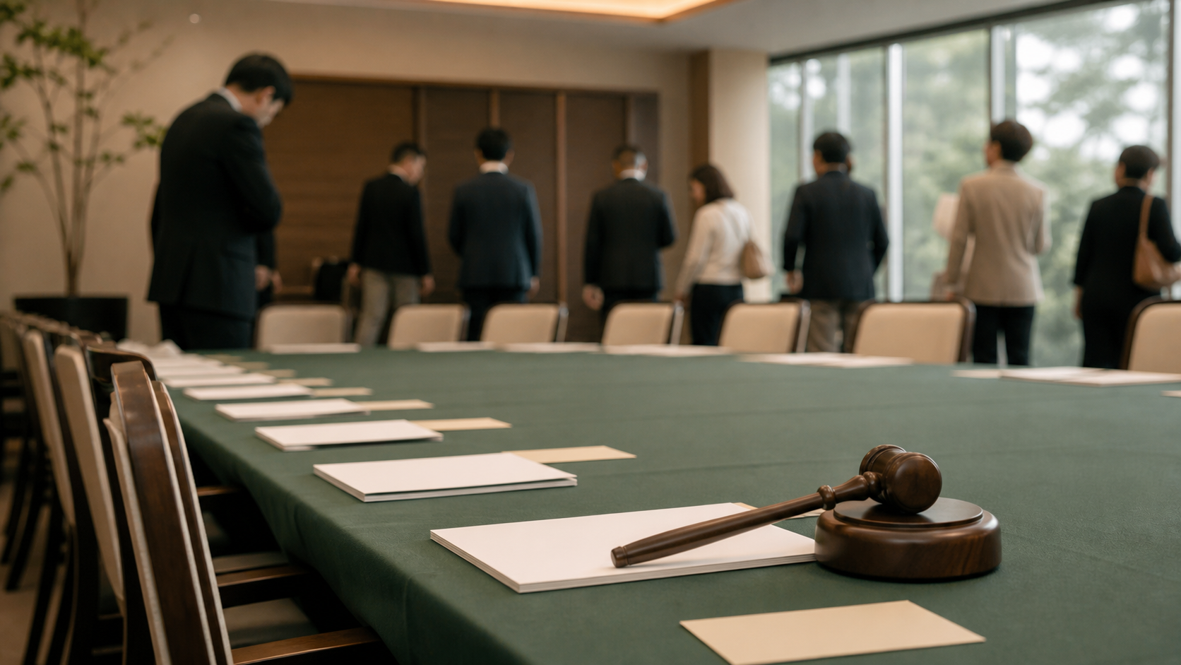規約と議事録を広げて確認する管理組合の理事会。制度を実務へ翻訳する場面